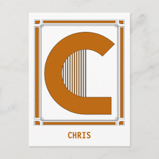 Straight lines art deco with monogram, letter C Postcard