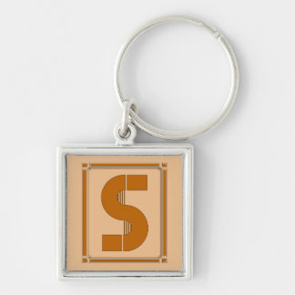 Straight lines art deco with monogram, letter S Key Ring