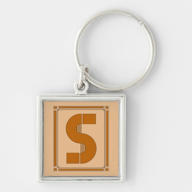 Straight lines art deco with monogram, letter S Key Ring (Front)