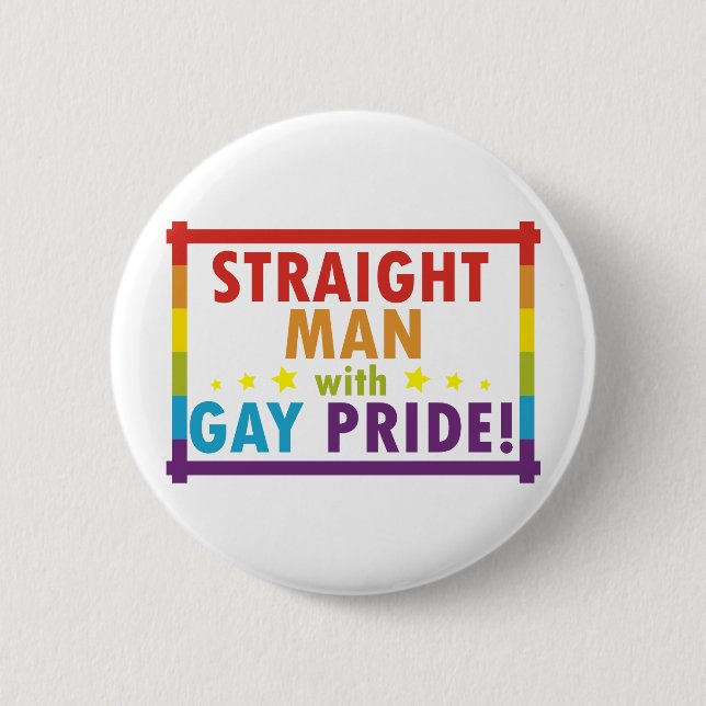 Straight Man with Gay Pride 6 Cm Round Badge (Front)