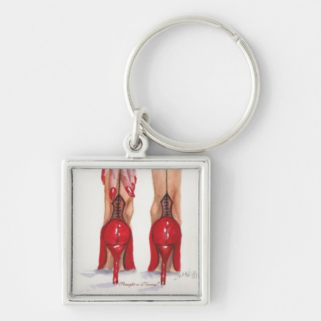 "Straight-n-Narrow!" Square Keychain (Front)
