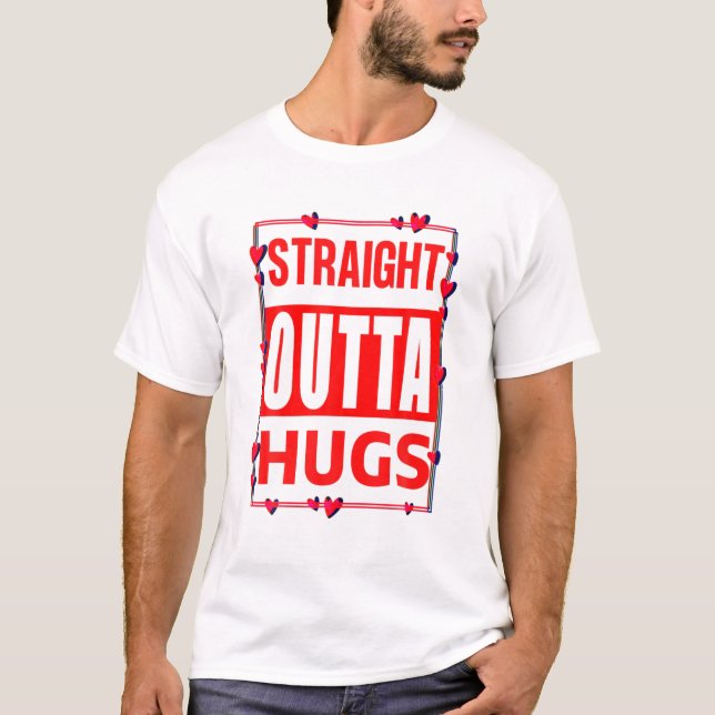 Straight Out Out Hugs Anti Valentine's Day Fun Kid T-Shirt (Front)
