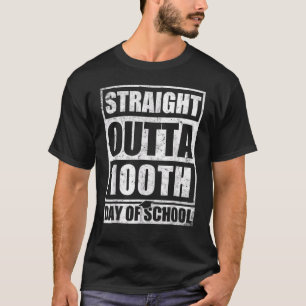 Straight Outta 100th Day Of School Retro Happy 100 T-Shirt