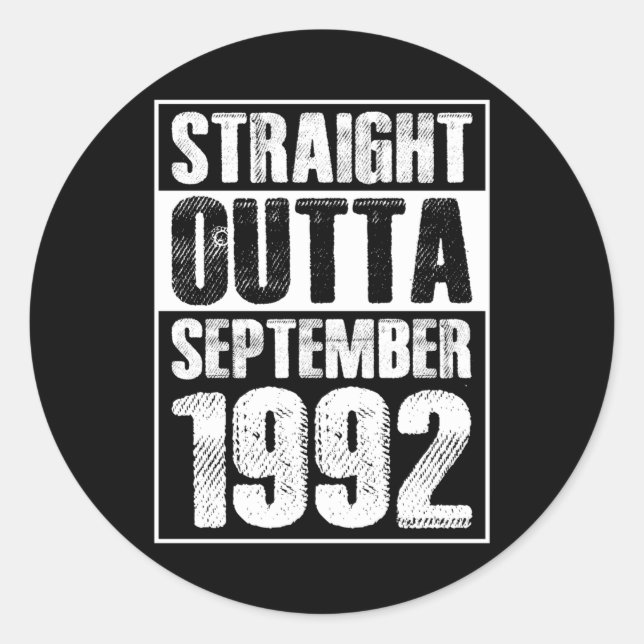 Straight Outta 1992 29th Birthday Classic Round Sticker (Front)