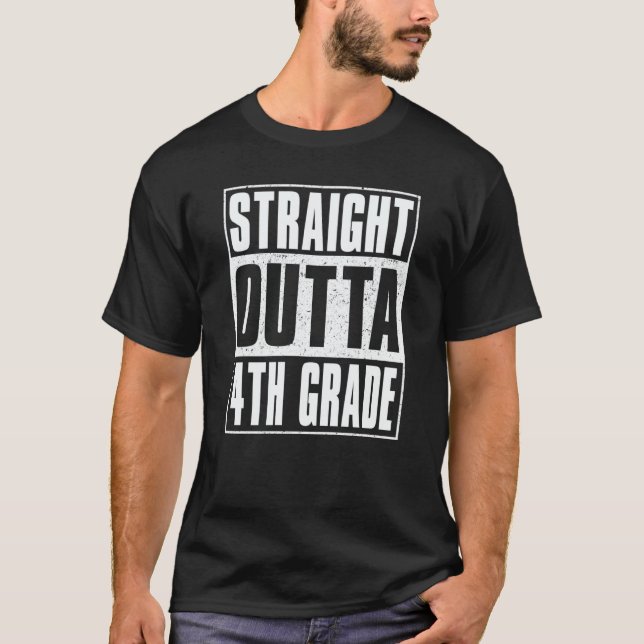 Straight Outta 4th Grade Kids Girls Boys Fourth Gr T-Shirt (Front)
