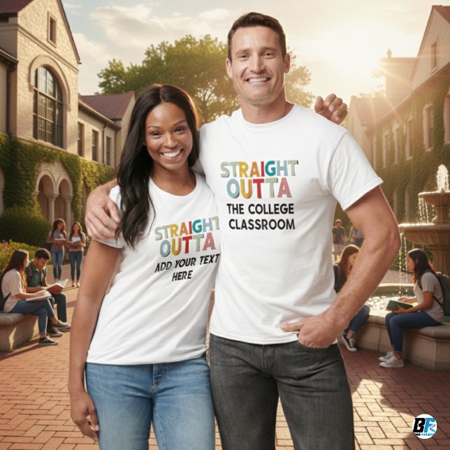 STRAIGHT OUTTA - add your text here/create own T-Shirt (Creator Uploaded)