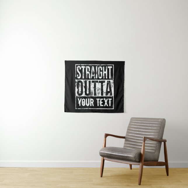 Straight Outta - Add Your Text Vintage Custom Tapestry (In Situ (Horizontal))