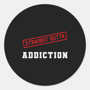 Straight outta addiction graduation sobriety classic round sticker