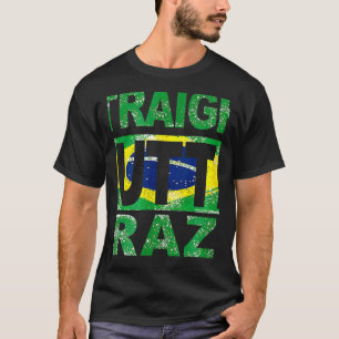 Straight Outta Brazil Brazil Flag Colours Distress T-Shirt