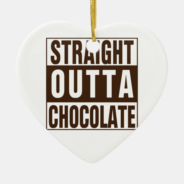 Straight Outta Brown Chocolate Ceramic Tree Decoration (Front)