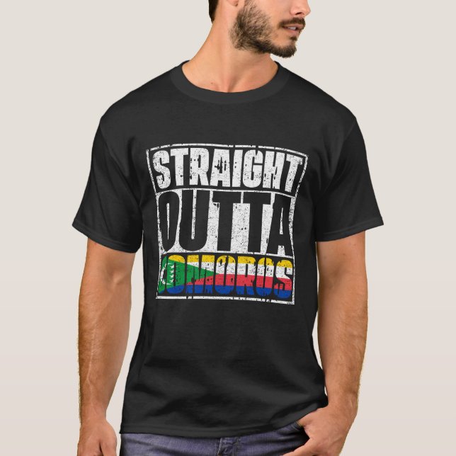 Straight Outta Comoros Flag T-Shirt (Front)