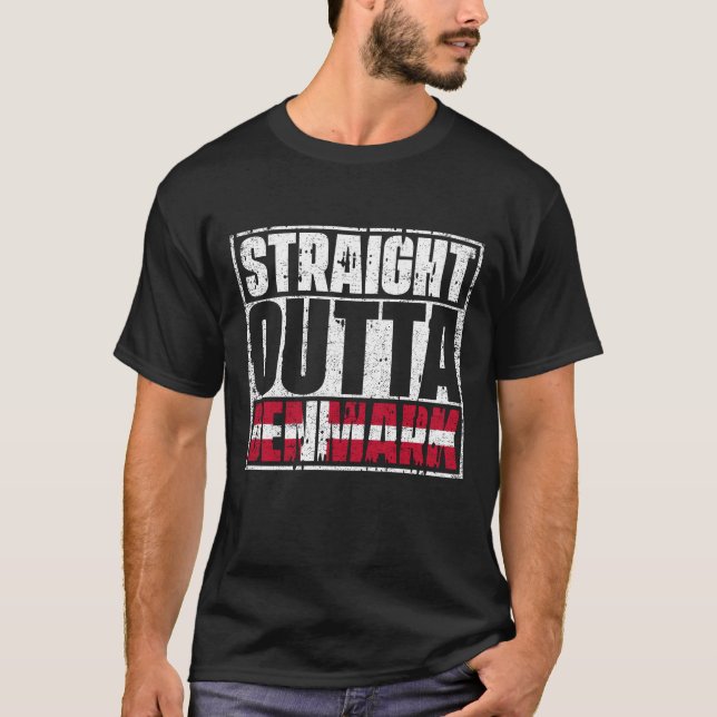 Straight Outta Denmark Flag T-Shirt (Front)