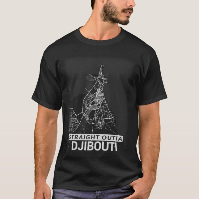 Straight Outta Djibouti city map (LARGE PRINT) T-Shirt (Front)