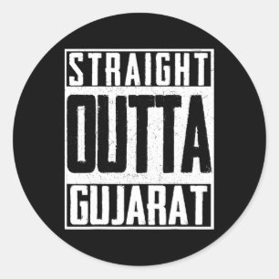 Straight Outta Gujarat India Indian Cricket Pride Classic Round Sticker