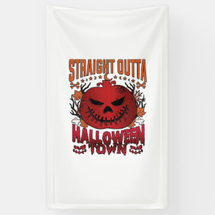 Straight Outta Halloween Town Red Pumpkin Ghosts L Banner