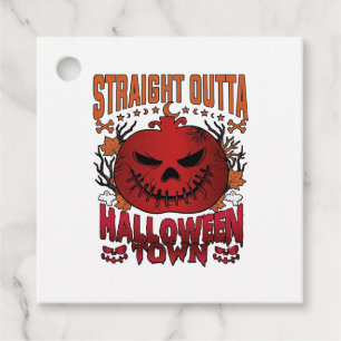 Straight Outta Halloween Town Red Pumpkin Ghosts L Favour Tags