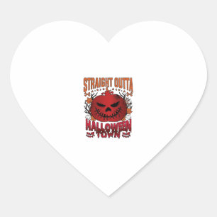 Straight Outta Halloween Town Red Pumpkin Ghosts L Heart Sticker