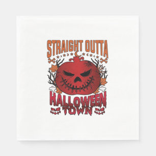 Straight Outta Halloween Town Red Pumpkin Ghosts L Napkin