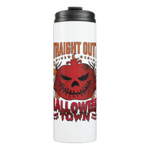 Straight Outta Halloween Town Red Pumpkin Ghosts L Thermal Tumbler
