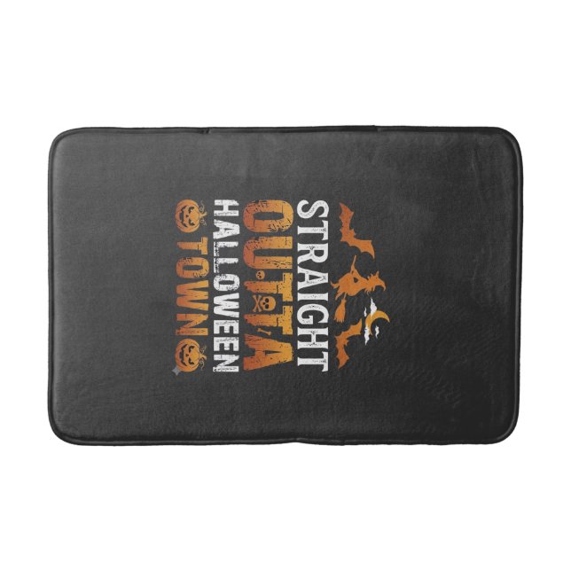 Straight Outta Halloween Town Witch Moon Bats Pump Bath Mat (Front)