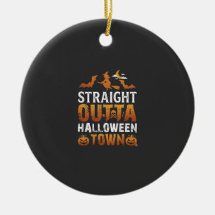 Straight Outta Halloween Town Witch Moon Bats Pump Ceramic Tree Decoration