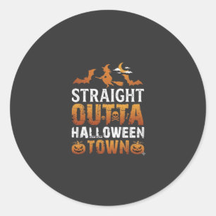 Straight Outta Halloween Town Witch Moon Bats Pump Classic Round Sticker