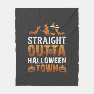 Straight Outta Halloween Town Witch Moon Bats Pump Fleece Blanket
