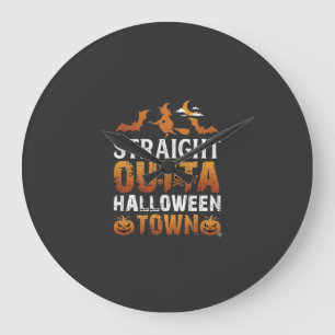 Straight Outta Halloween Town Witch Moon Bats Pump Large Clock