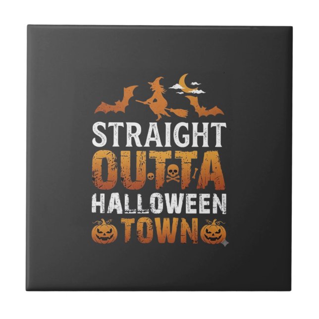 Straight Outta Halloween Town Witch Moon Bats Pump Tile (Front)
