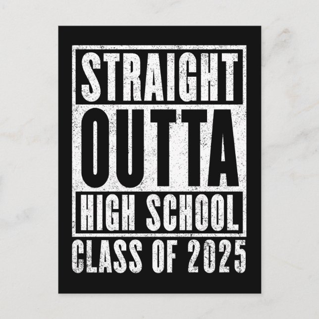 Straight Outta High School 2025 (Distressed) Postcard (Front)