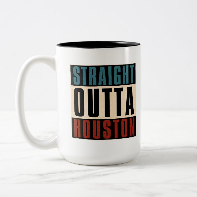 Straight Outta Houston Texas TX USA Two-Tone Coffee Mug (Left)