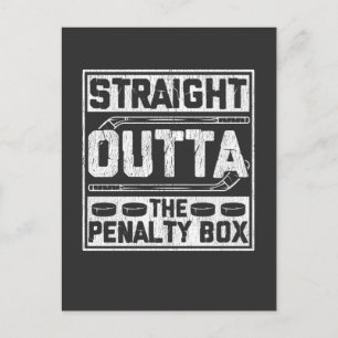 Straight Outta Ice Hockey Player Penalty Box Postcard