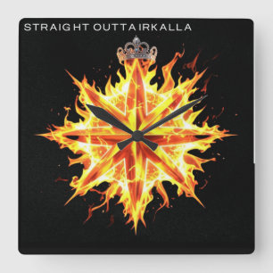 Straight Outta Irkalla logo/Crowned Star of Inanna Square Wall Clock