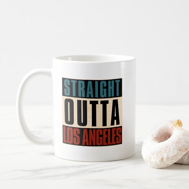 Straight Outta Los Angeles California CA USA Coffee Mug (With Donut)