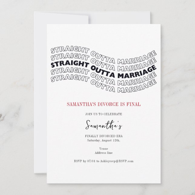 Straight Outta Marriage Finally Divorced Party Invitation (Front)