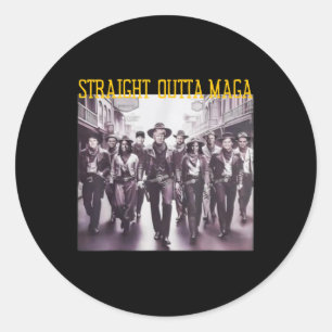 Straight Outta Mega Western Cowboy Outfit Trump 20 Classic Round Sticker