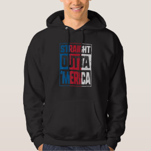 Straight Outta Merica American Flag 4th Of July Pa Hoodie