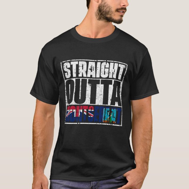 Straight Outta Montserrat Flag T-Shirt (Front)