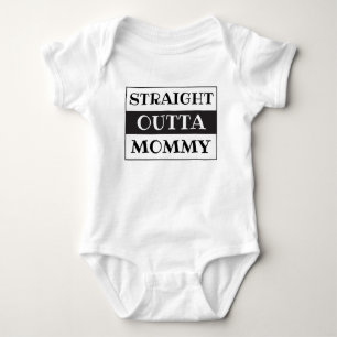 Straight Outta Mummy Funny Saying Black White Baby Bodysuit