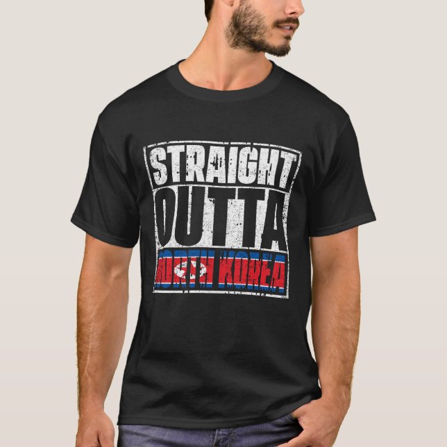 Straight Outta North Korea Flag T-Shirt (Front)