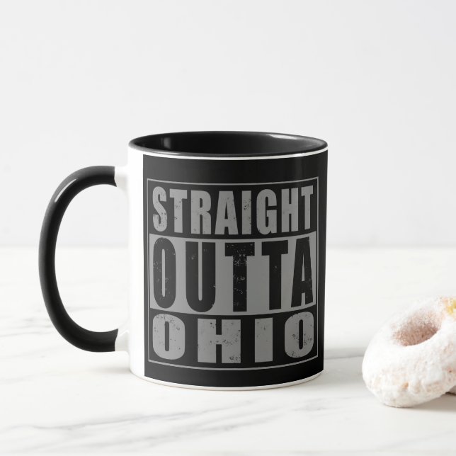Straight Outta Ohio Word Art Mug (With Donut)