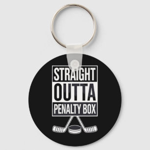 Straight Outta Penalty Box Funny Hockey Meme Parod Key Ring