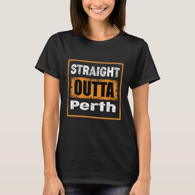 Straight Outta Perth Australia Retro Distressed Vi T-Shirt (Front)