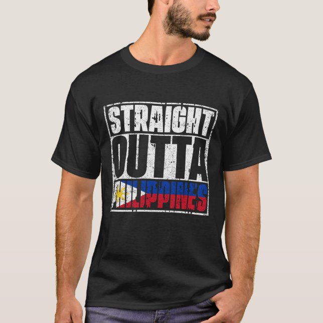 Straight Outta Philippines Flag T-Shirt (Front)