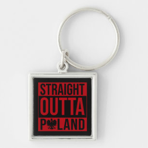 Straight Outta Poland Flag Red White Key Ring