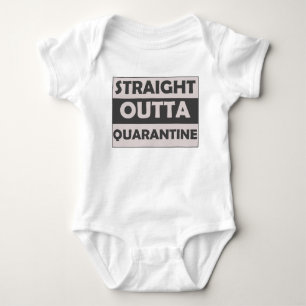 Straight Outta Quarantine Saying Black Gray Baby Bodysuit
