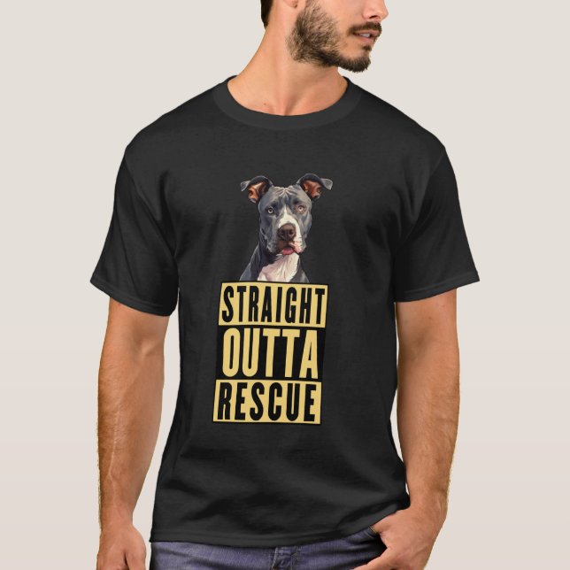 Straight Outta Rescue Pit Bulls Men Women Teen Gir T-Shirt (Front)