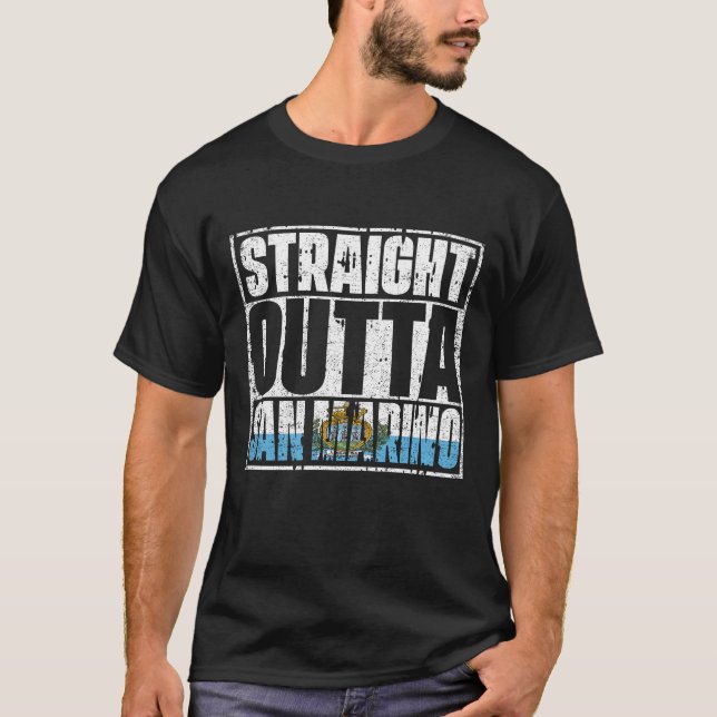 Straight Outta San Marino Flag T-Shirt (Front)