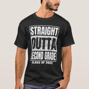 Straight Outta Second Grade Graduation Class 2032  T-Shirt