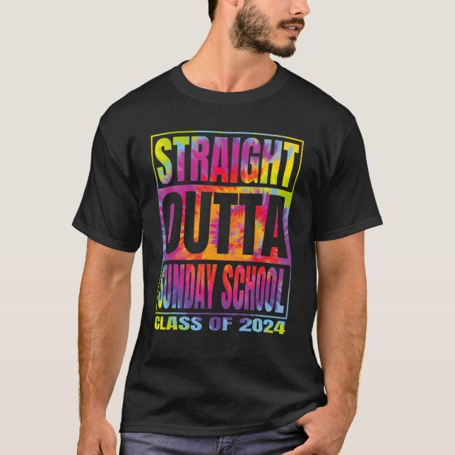 Straight Outta Sunday School Graduation 2024 Class T-Shirt (Front)
